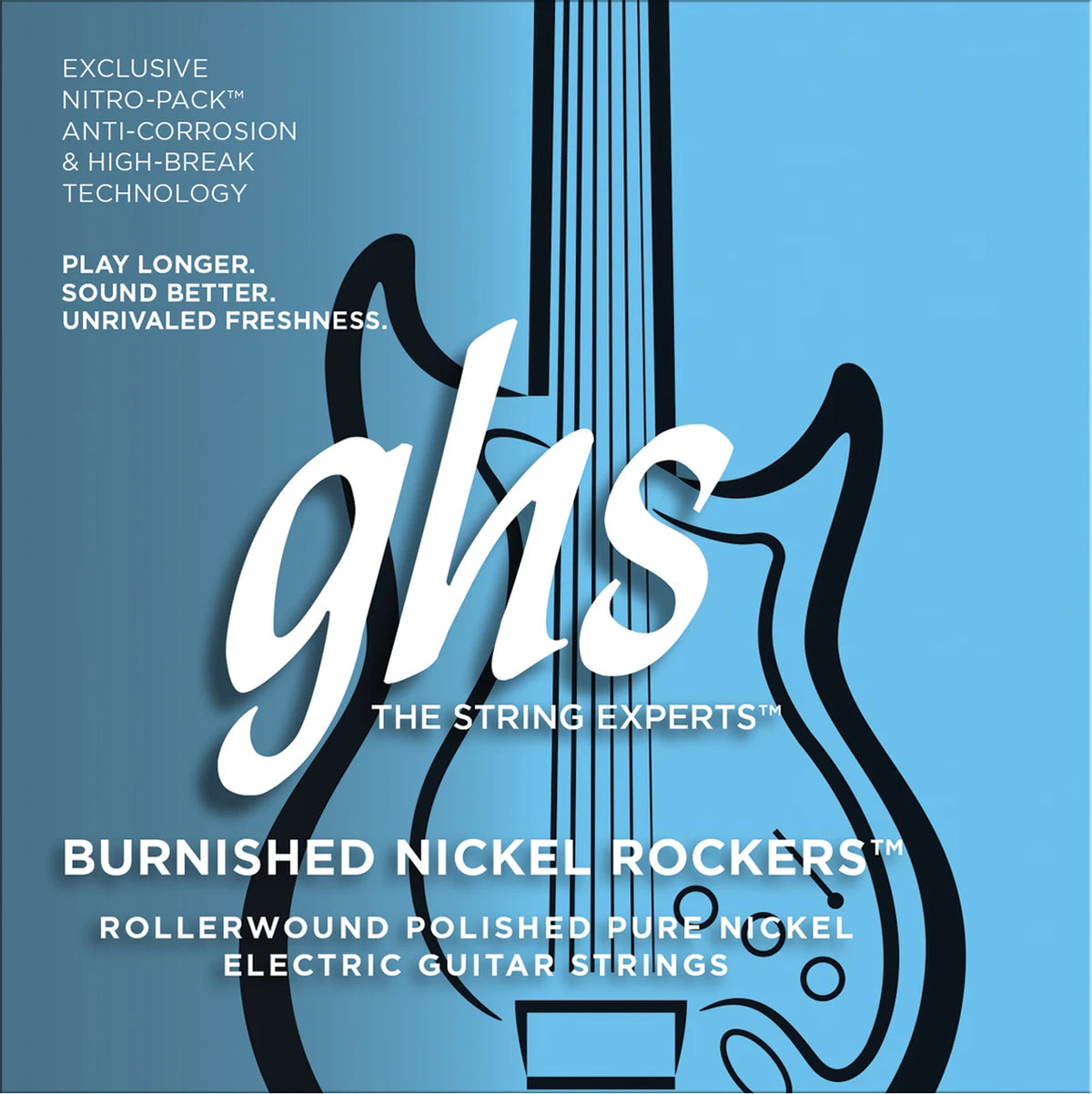 GHS BNR-M Burnished Nickel Rockers Electric Guitar Strings Medium (11-50)
