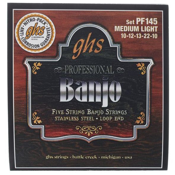 GHS PF145 Banjo Strings Stainless Steel Medium Light (010-022)