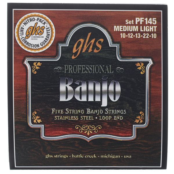 GHS PF145 Banjo Strings Stainless Steel Medium Light (010-022)
