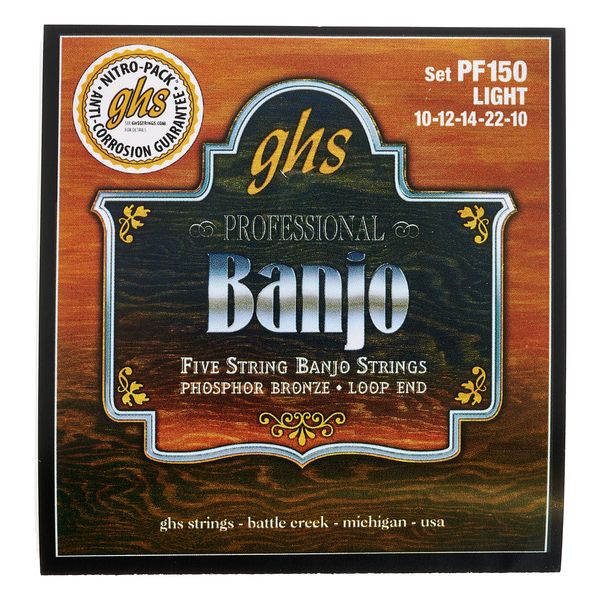 GHS PF150 Banjo Strings Phosphor Bronze Light (010-022)