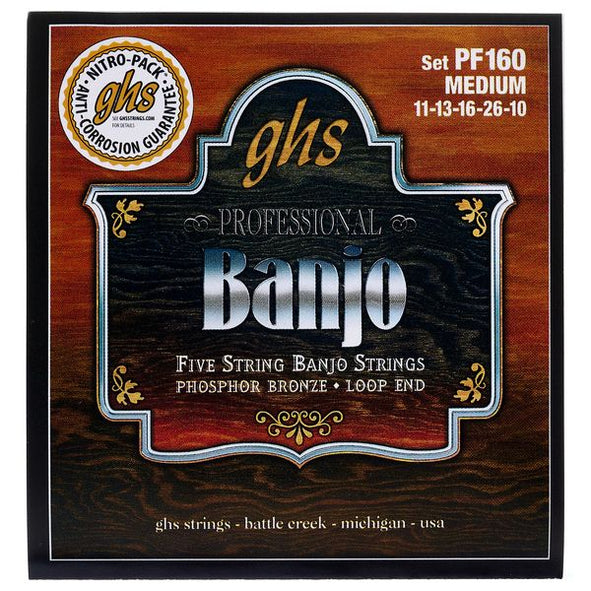 GHS PF160 Banjo Strings Phosphor Bronze Medium (011-026)