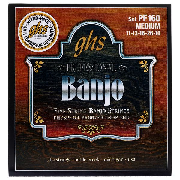 GHS PF160 Banjo Strings Phosphor Bronze Medium (011-026)