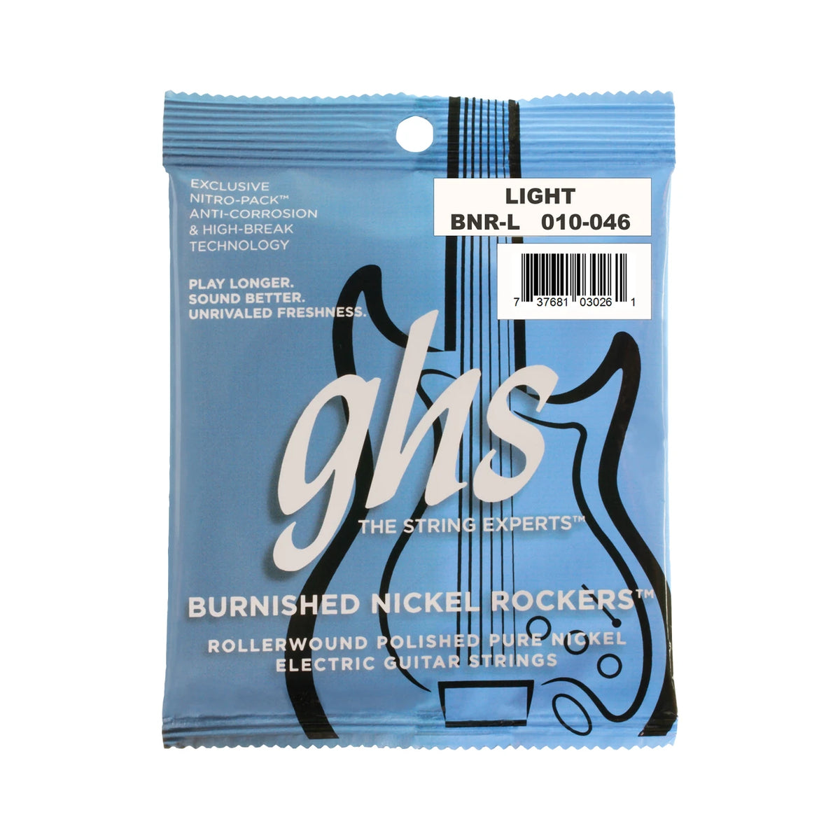 GHS BNR-L Burnished Nickel Rockers Electric Guitar Strings Light (10-46)