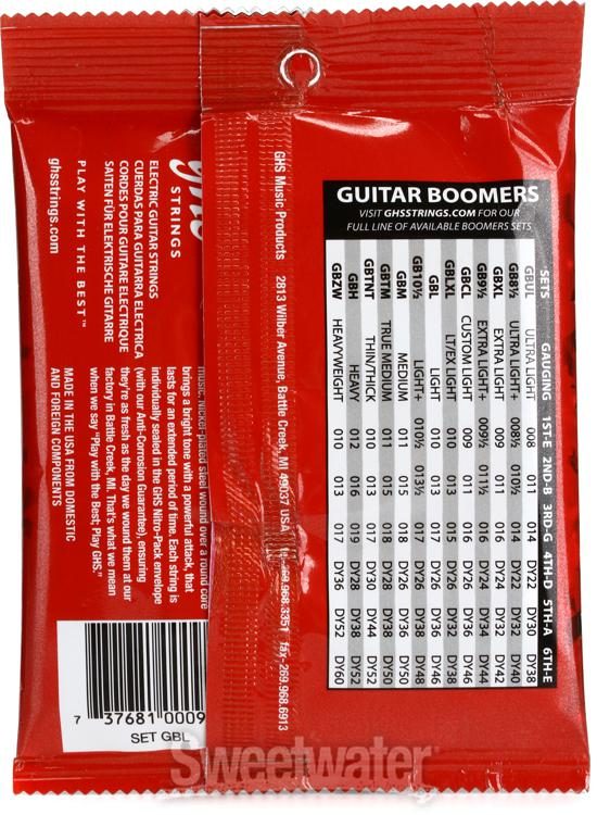 GHS GBL Boomers Electric Guitar Strings Light 10-46 (6-Pack)