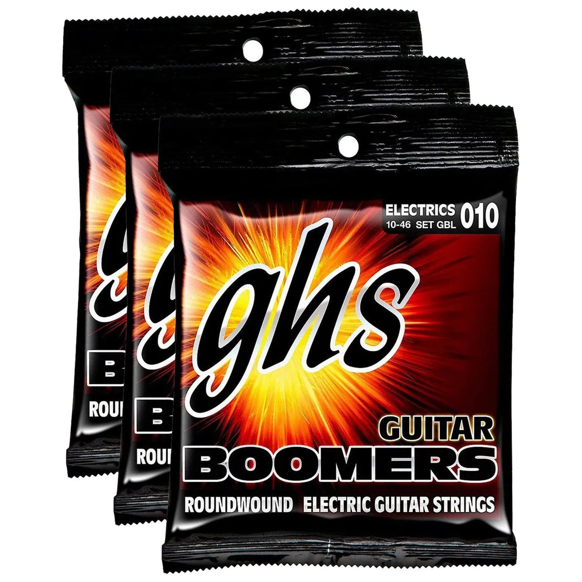 GHS Boomers GBL Electric Guitar Strings, 10-46 (3-Pack Bundle)