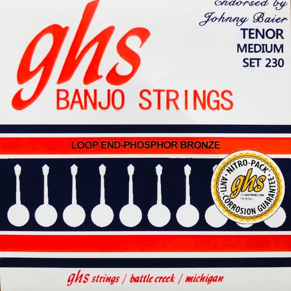 GHS Johnny Baier Signature Tenor Banjo Strings, 4-String, Medium (011-030)
