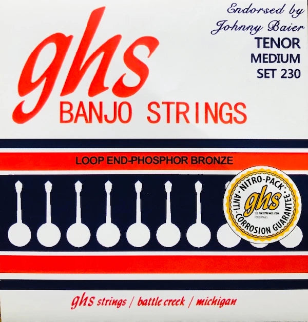 GHS Johnny Baier Signature Tenor Banjo Strings, 4-String, Medium (011-030)